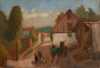 Johann Baptist Hermann Hundt - Ohne Titel (Dorfstraße mit Gehöft).