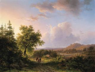 Johann Bernard Klombeck - Figures on a country road