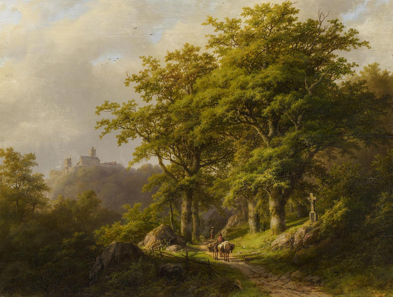Johann Bernhard Klombeck - Landschaft mit Waldweg und Burg