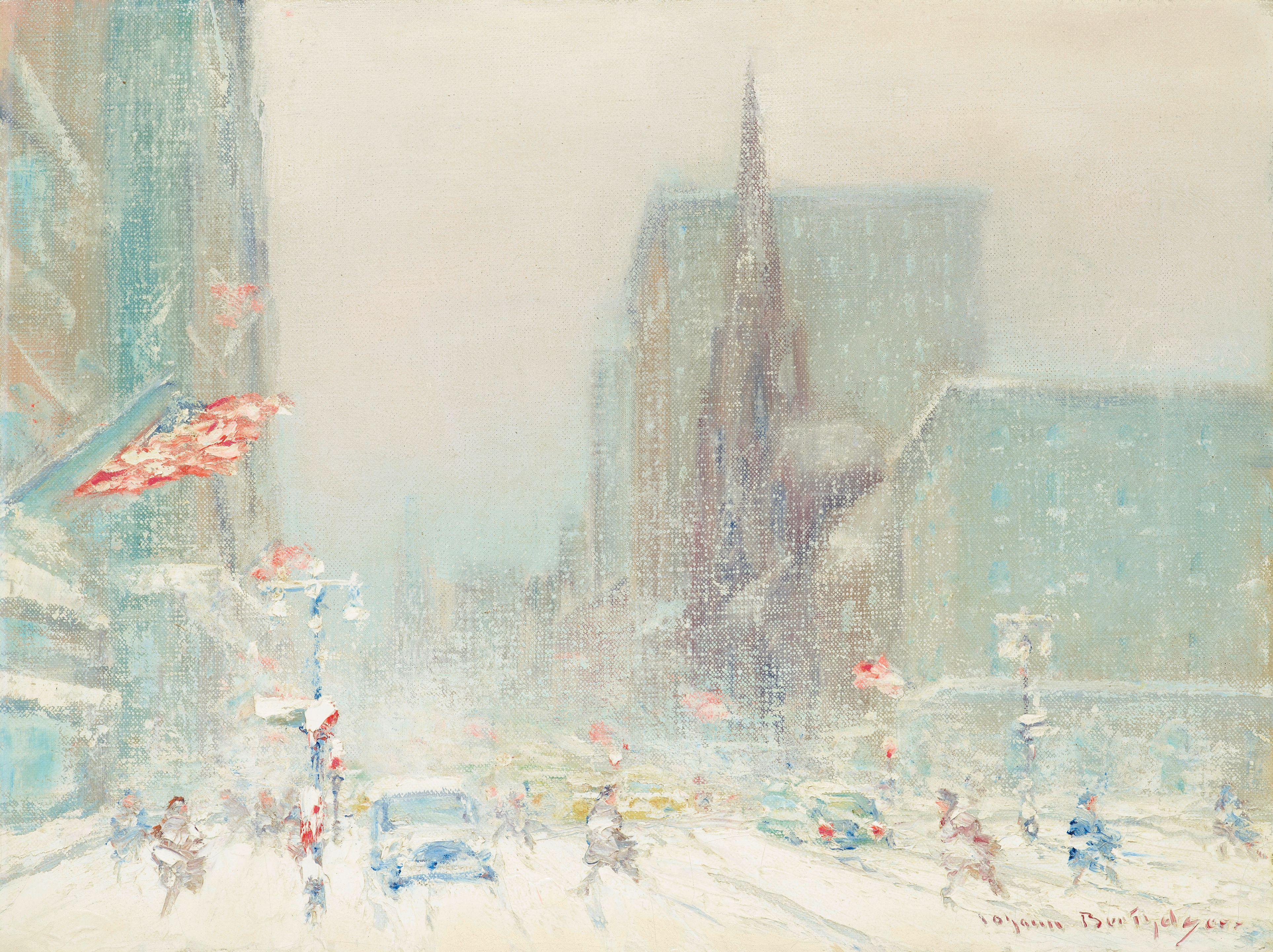 Johann Berthelsen - 5th Ave. Looking South from 56th St., Presbyterian Church