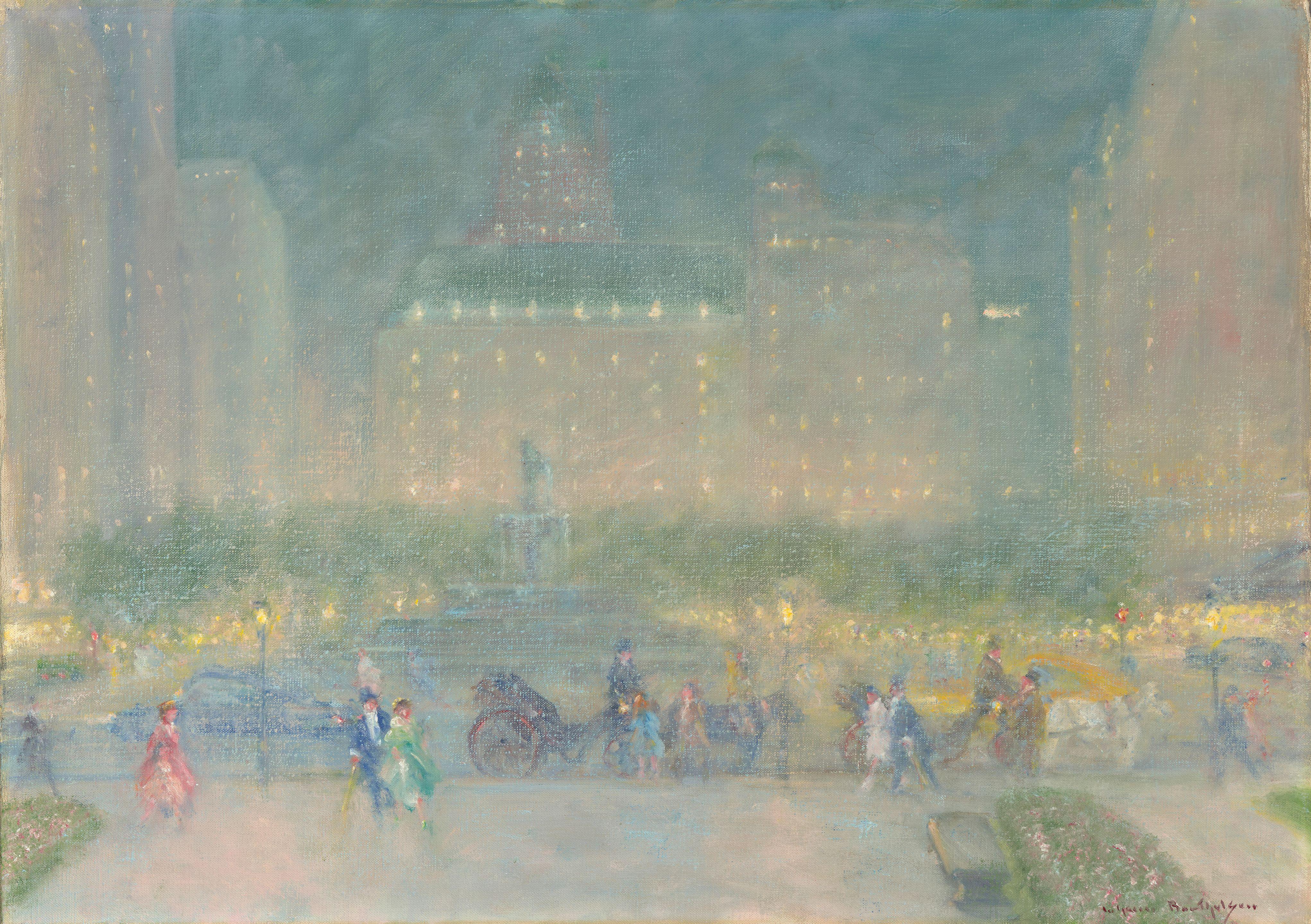 Johann Berthelsen - 5th Avenue Looking South From 59th Street (Nocturne) 20 x 28 1/4 in. (50.8 x 71.8 cm.)