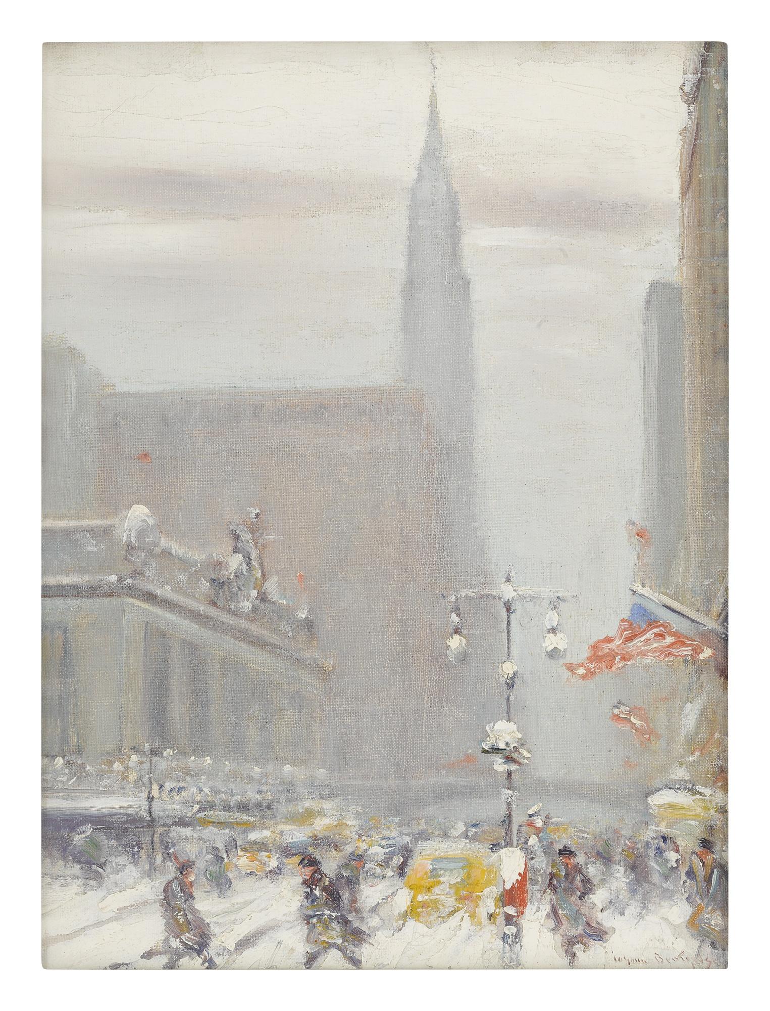 Johann Berthelsen - Forty Second Street Looking East With Grand Central Station On The Left And The Chrysler Building On Lexington Avenue In The Distance