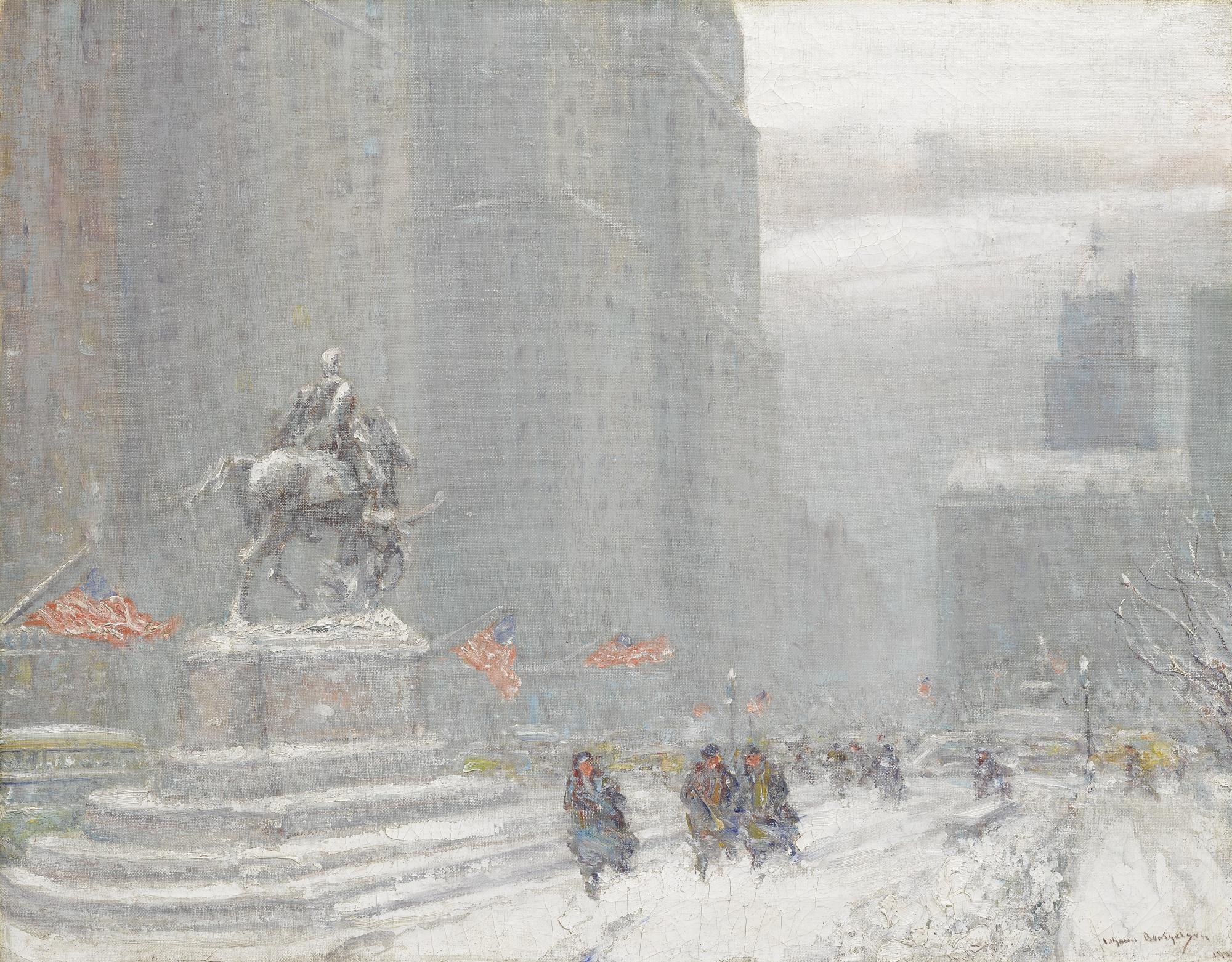 Johann Berthelsen - Grand Army Plaza With Statue Of General Sherman