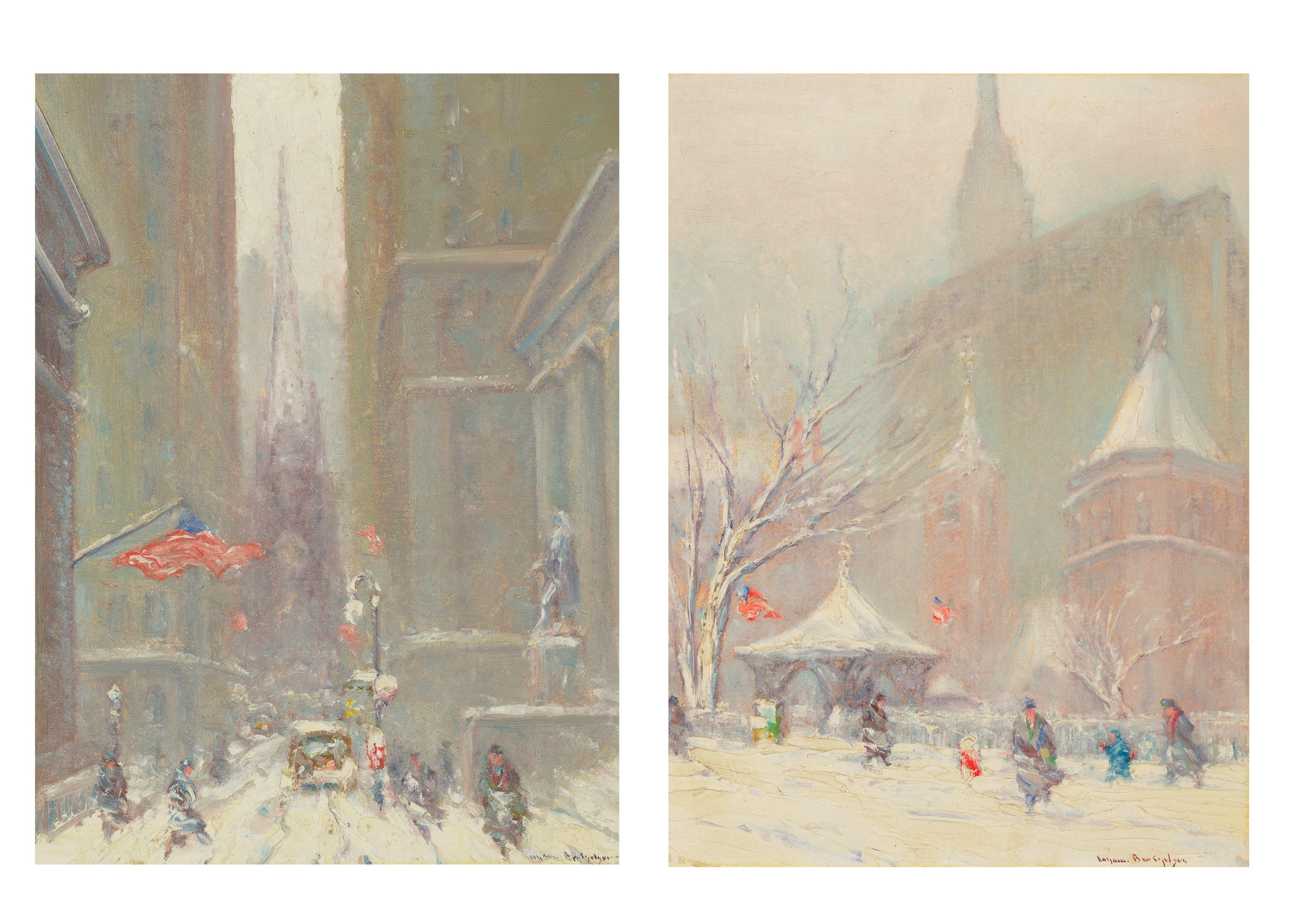 Johann Berthelsen - Trinity Church at the Head of Wall Street and Little Church around the Corner: A Pair of Works