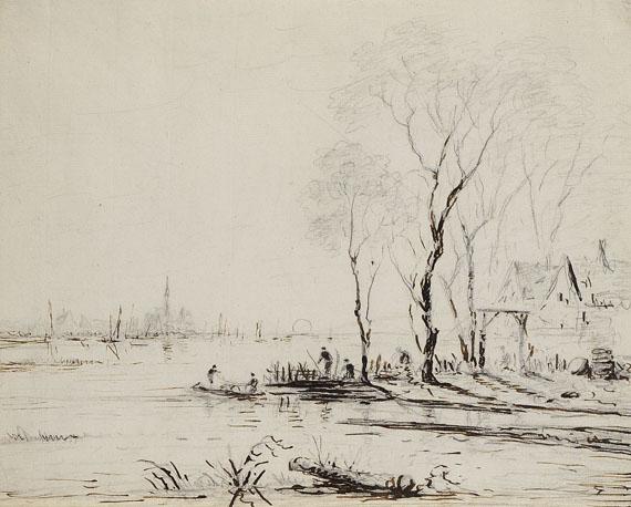 Johann Christian Brand - Flusslandschaft mit Fischern