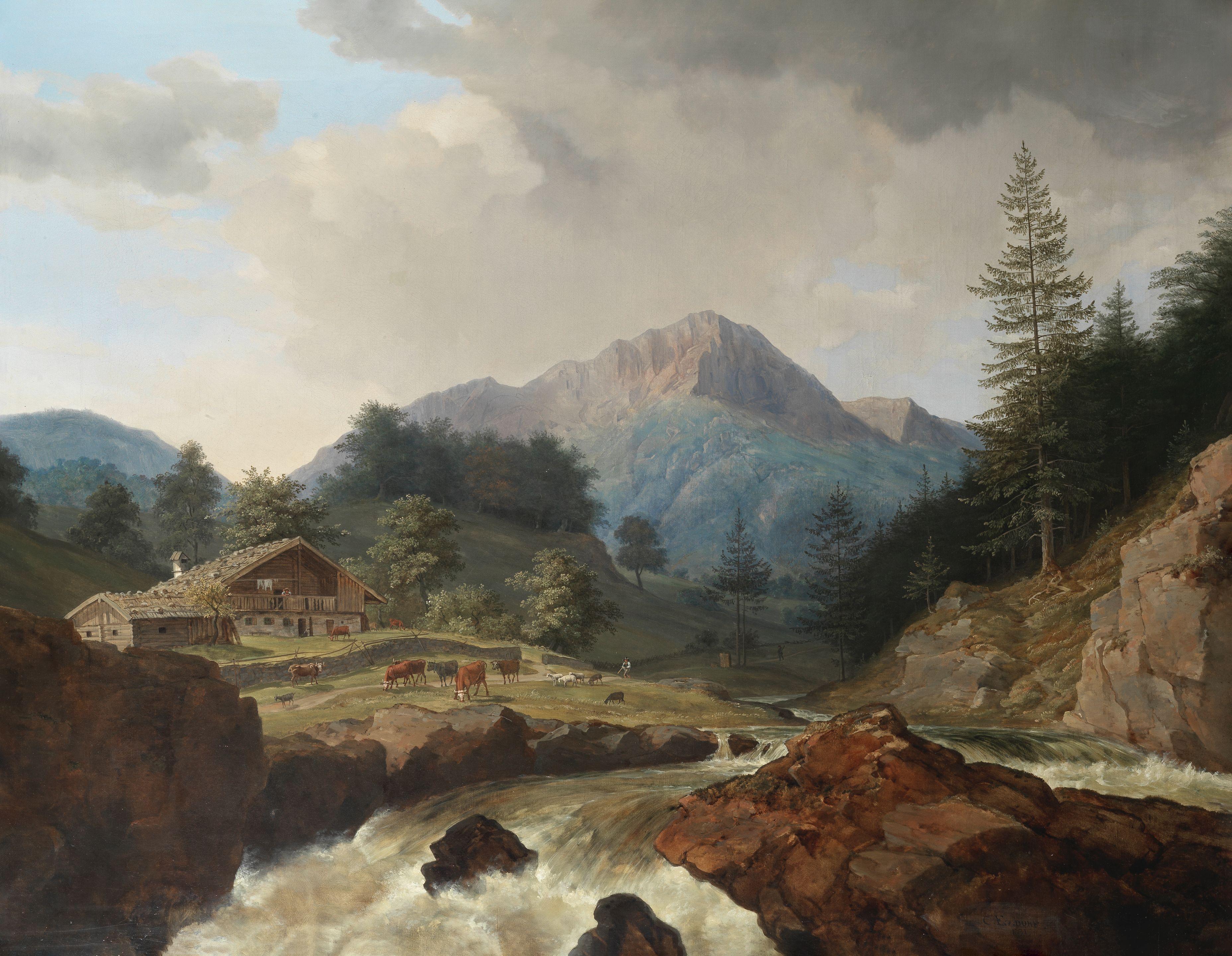 Johann Christian Michael Ezdorf - A Mountain Farmstead By A Rushing River