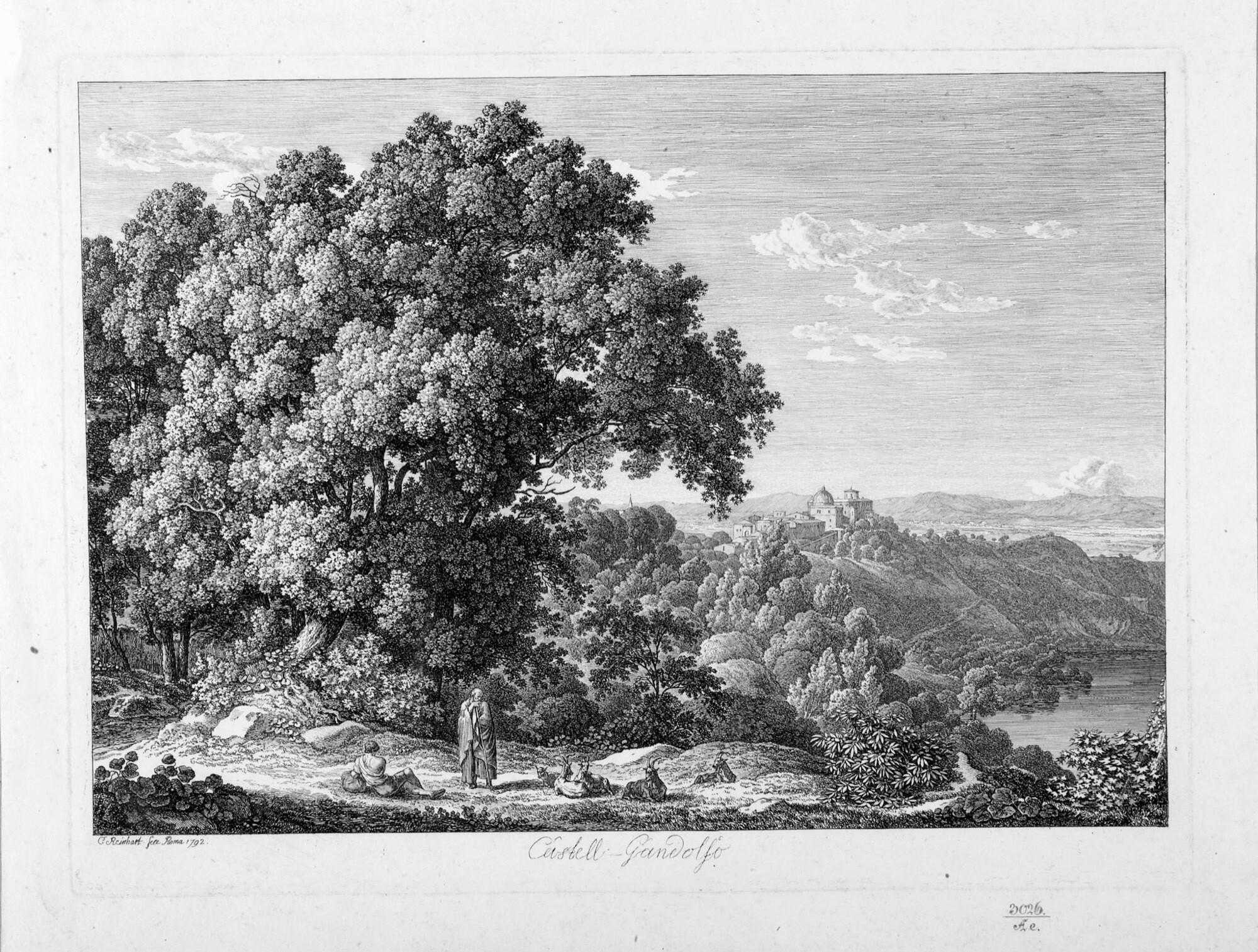 Johann Christian Reinhart - 2 Bll.: Castell Gandolfo – Ideale Landschaft.