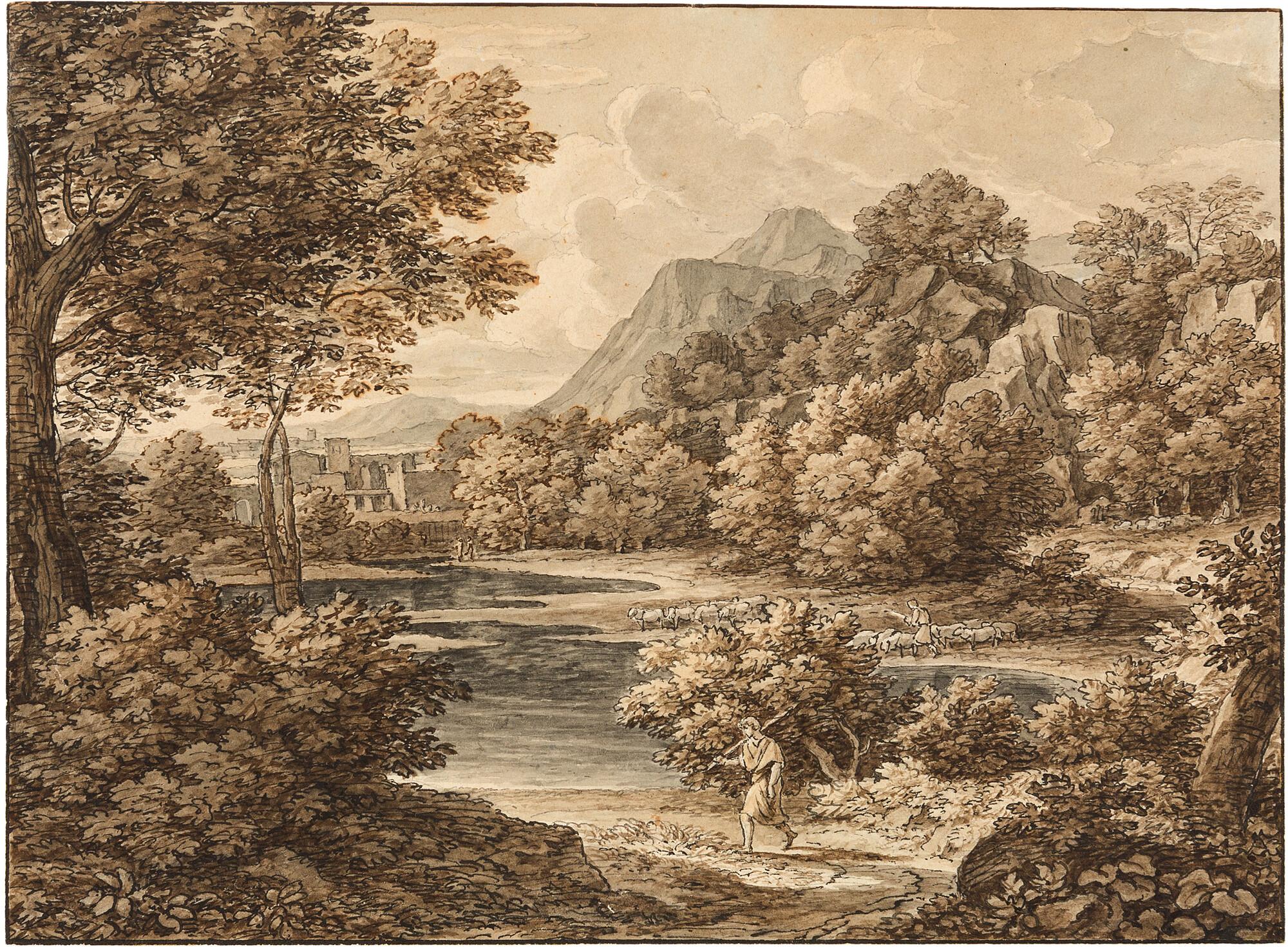 Johann Christian Reinhart - Arkadische Landschaft mit Hirtenstaffage.