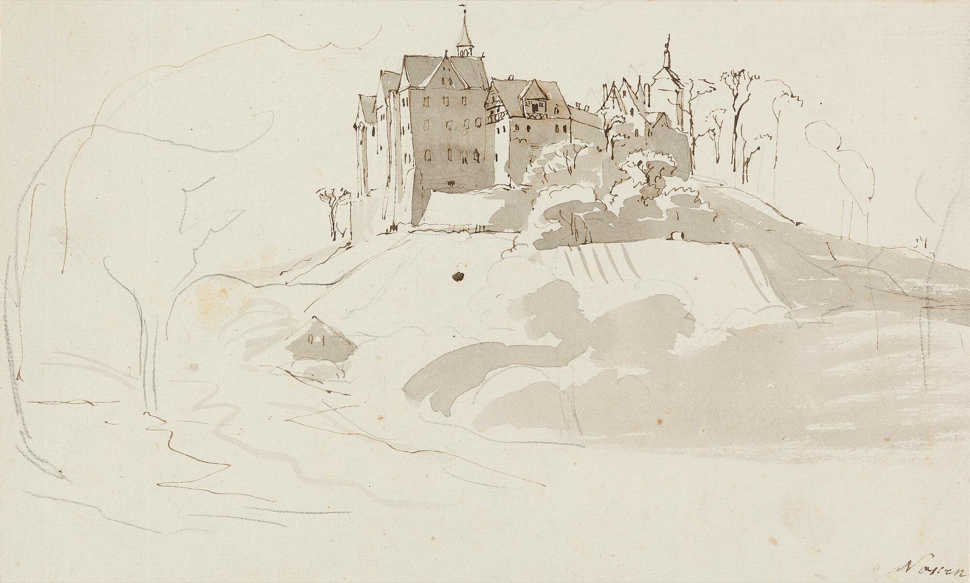 Johann Christian Reinhart - Blick auf Schloss Nossen in Sachsen.