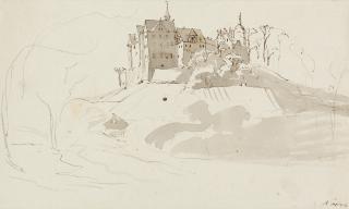 Johann Christian Reinhart - Blick auf Schloss Nossen in Sachsen.