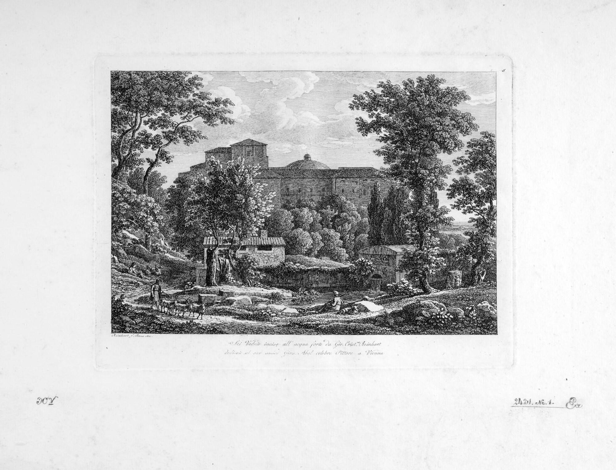 Johann Christian Reinhart - Folge von 6 Bll.: Die Landschaften mit der Widmung an Jos. Abel.