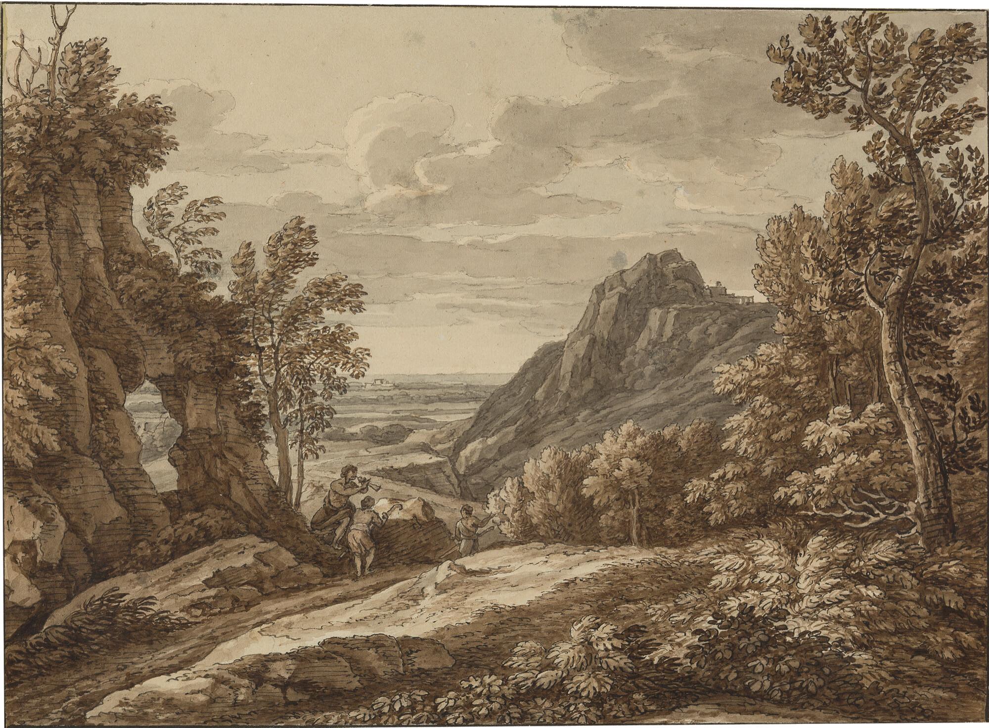Johann Christian Reinhart - Ideale Landschaft mit musizierenden Hirten.