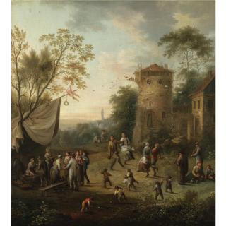 Johann Christian Vollerdt - A Village Kermesse With Figures Dancing