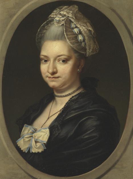 Johann Christian von Mannlich - Portrait of a lady, traditionally identified as Pierina Gravaghi, bust-length, in a black dress and white lace bonnet