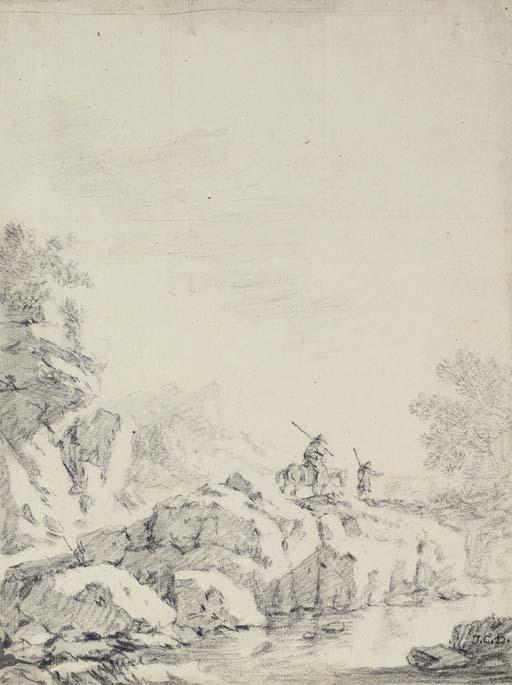 Johann Christoph Dietzsch - Travellers in a rocky river landscape