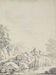 Johann Christoph Dietzsch - Travellers in a rocky river landscape