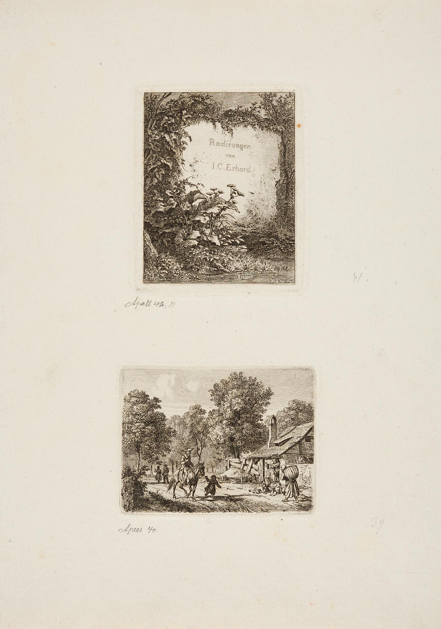 Johann Christoph Erhard - 2 Bll.: Die Titelvignette mit dem großen Stein – Der reitende