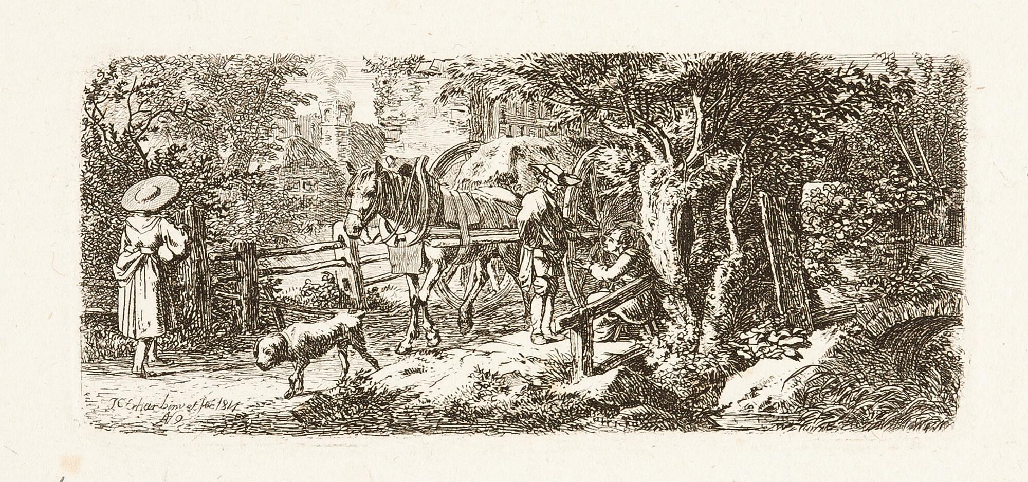 Johann Christoph Erhard - 3 Motive auf einem Bogen: Landschaften.