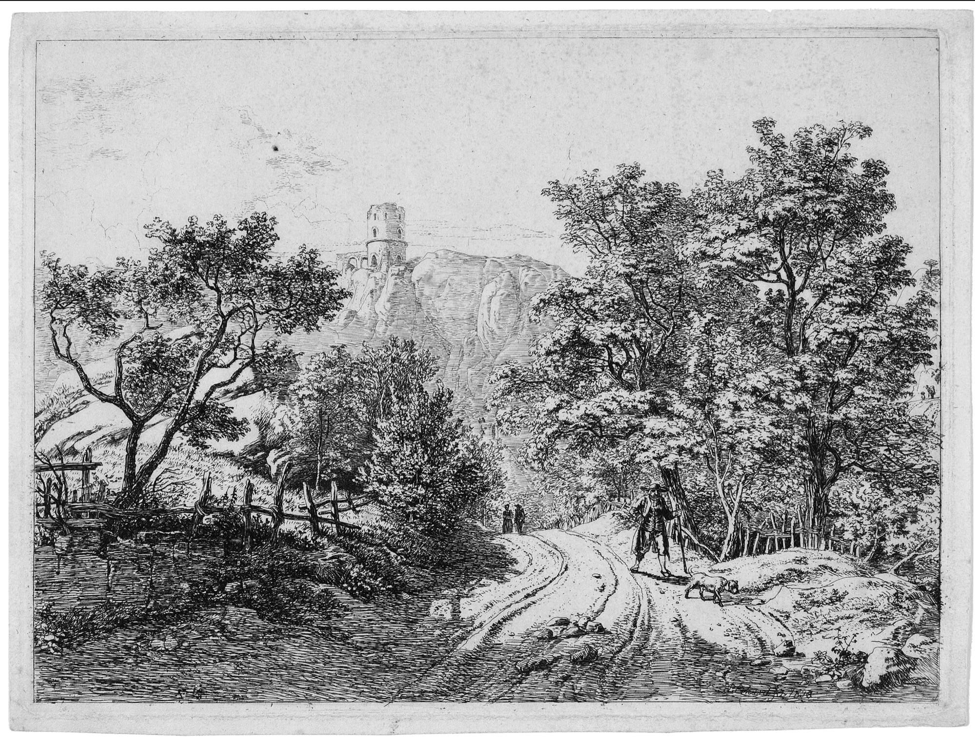 Johann Christoph Erhard - Die Burgruine auf dem schroffen Felsen.