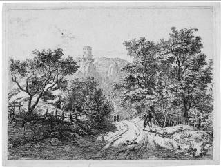 Johann Christoph Erhard - Die Burgruine auf dem schroffen Felsen.