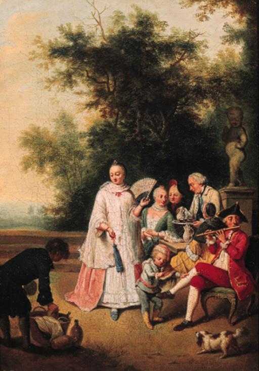 Johann Conrad Seekatz - A fête champêtre, on a terrace