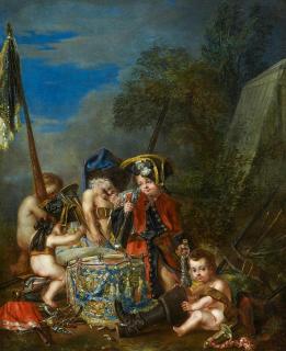Johann Conrad Seekatz - Putti mit mit den Objekten des Militärs spielend