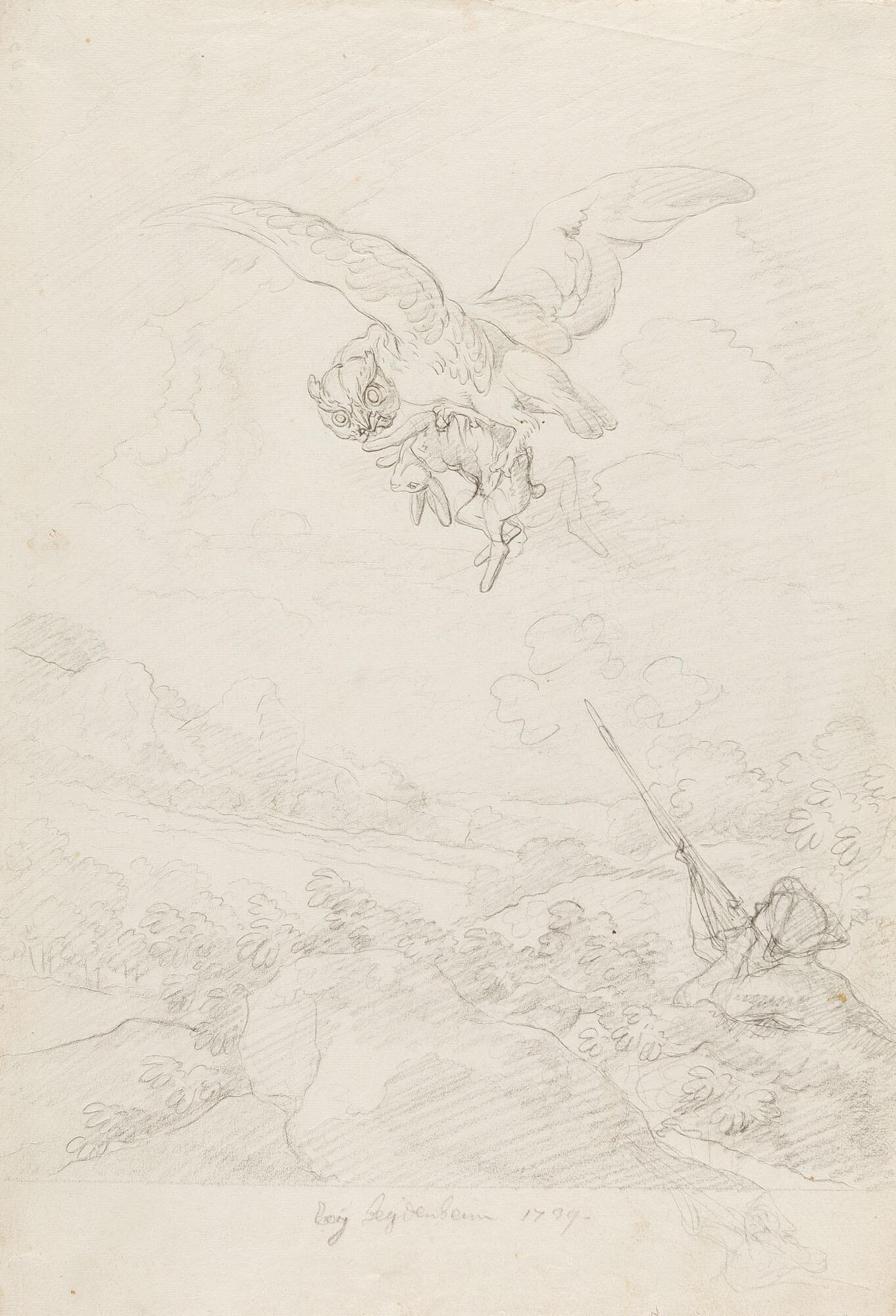 Johann Elias Ridinger - 2 Bll.. „Wohl tressierter Hüener-Hund“ – „Der arme Hase …“.