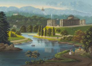 Johann Erdmann Hummel - 2 Bll.: Ansichten vom Schlosspark in Kassel-Wilhelmshöhe.