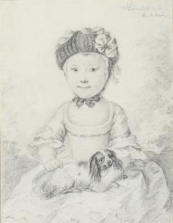 Johann-Ernst Heinsius - Portrait of a little girl seated with a cavalier spaniel on her lap