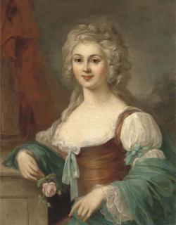 Johann-Ernst Heinsius - Portrait of the comtesse de Bernicourt, half-length, a rose in her right hand