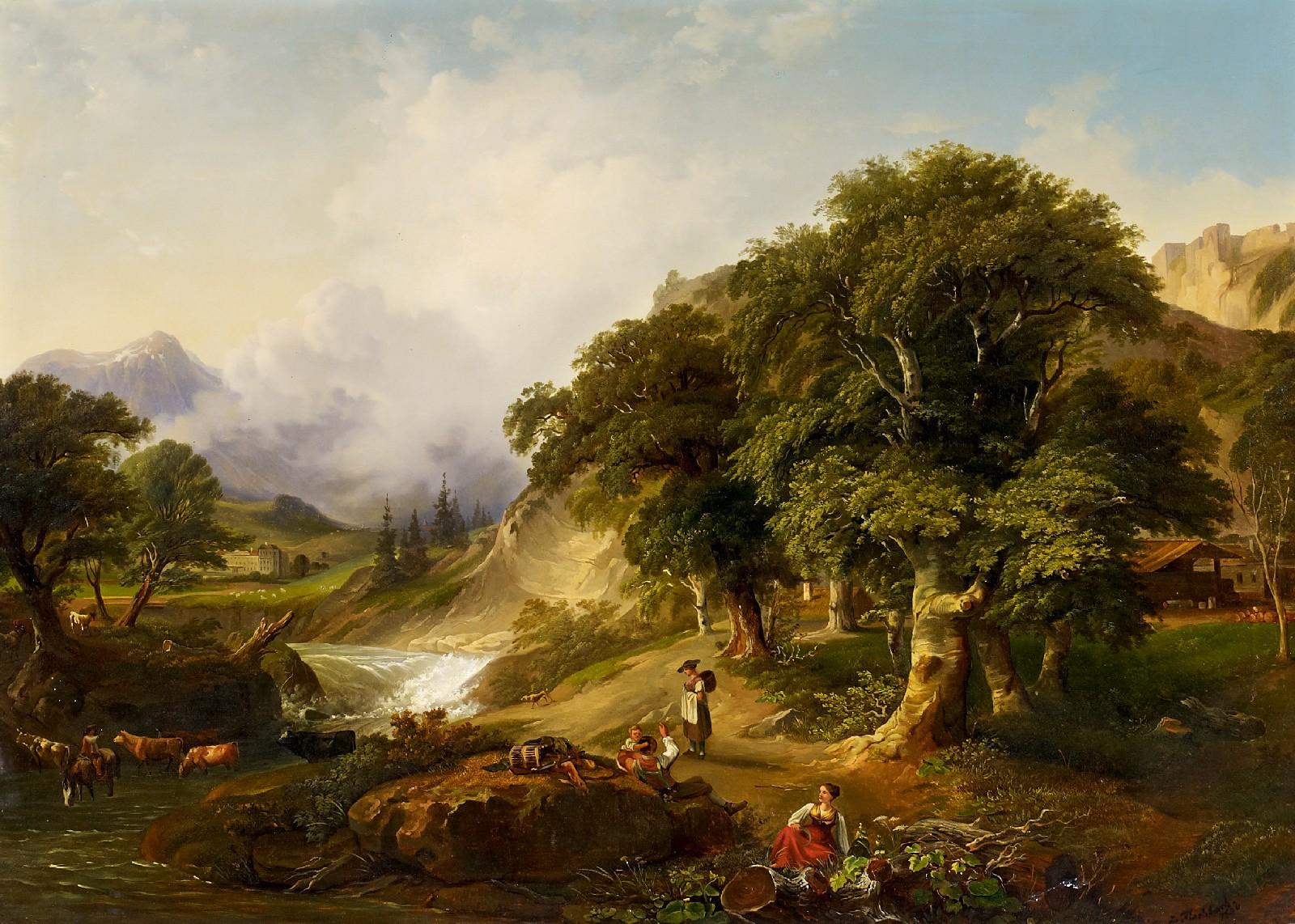 Johann Fischbach - Ideale Landschaft mit Figurenstaffage