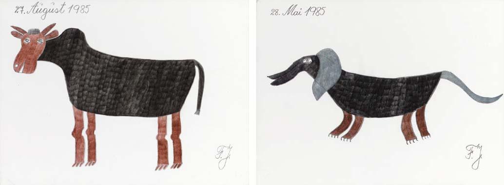 Johann Fischer - Untitled (Cow) and Untitled (Dog)