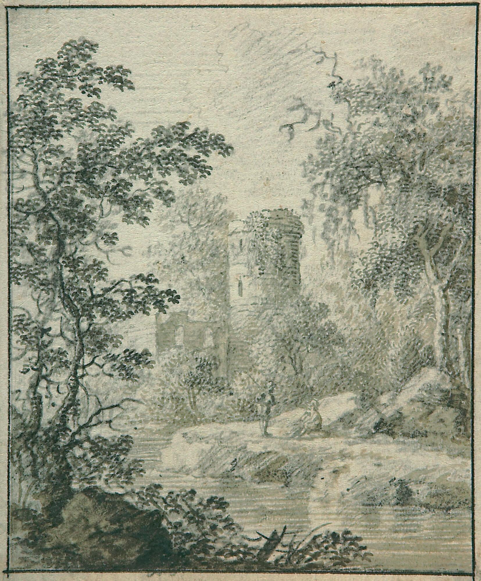 Johann Franciscus Ermels - 2 Bll.: Ansichten einer Burgruine.