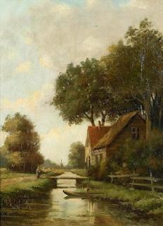 Johann Franciscus Spohler - Sommertag an einem holländischen Kanal