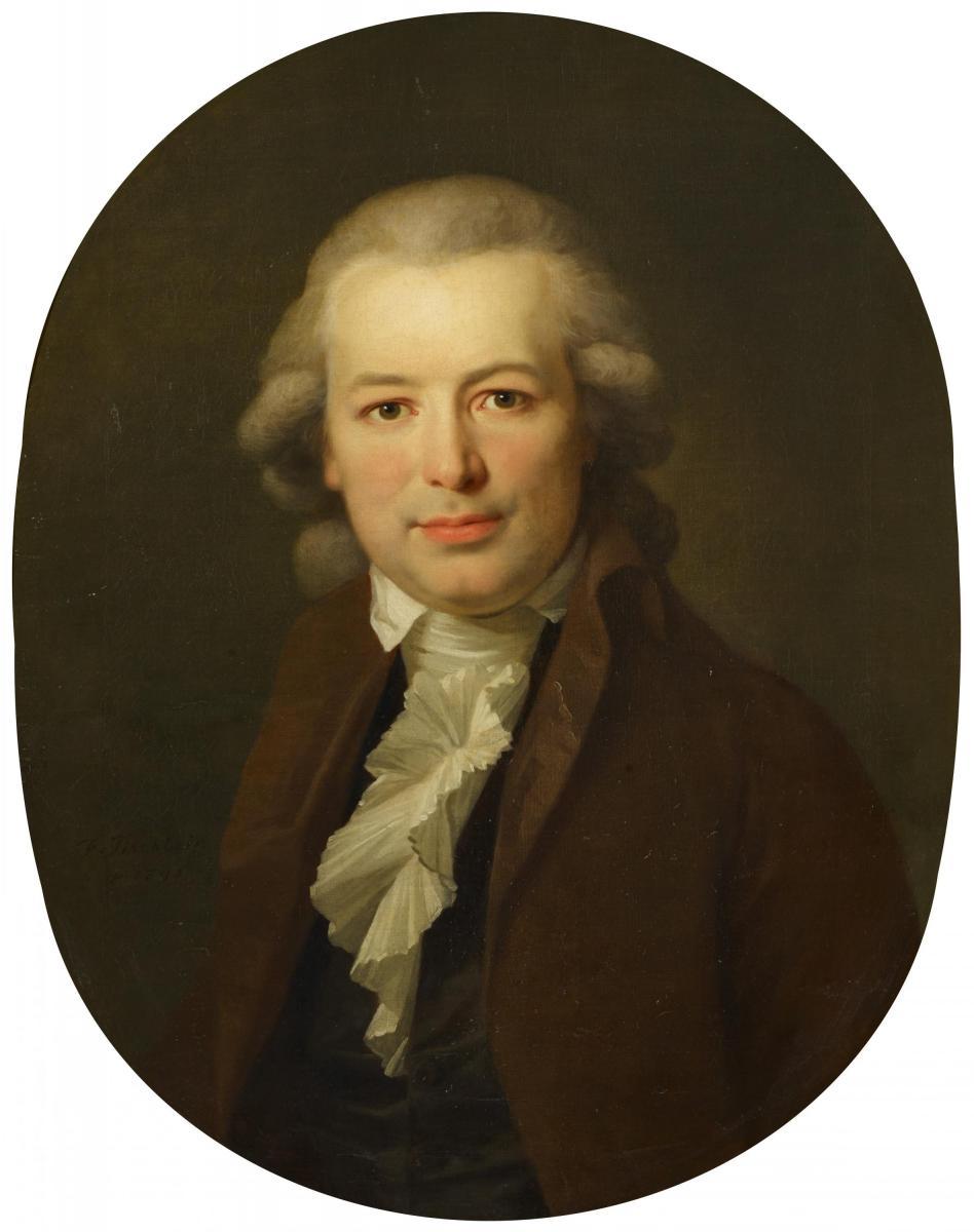 Johann Friedrich August Tischbein - Portrait des Karl August Böttiger mit braunem Rock.