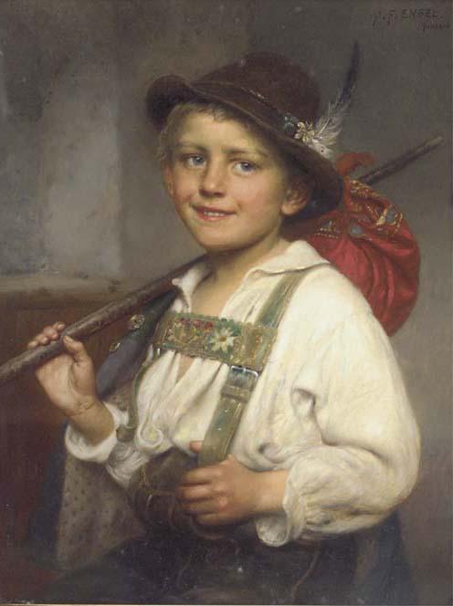 Johann Friedrich Engel - Portrait of a young boy in liederhösen