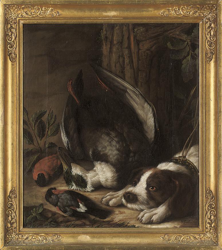 Johann Friedrich Grooth - A hunting dog and his prey