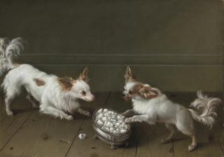 Johann Friedrich Grooth - Two Toy Spaniels At A Sugar Bowl