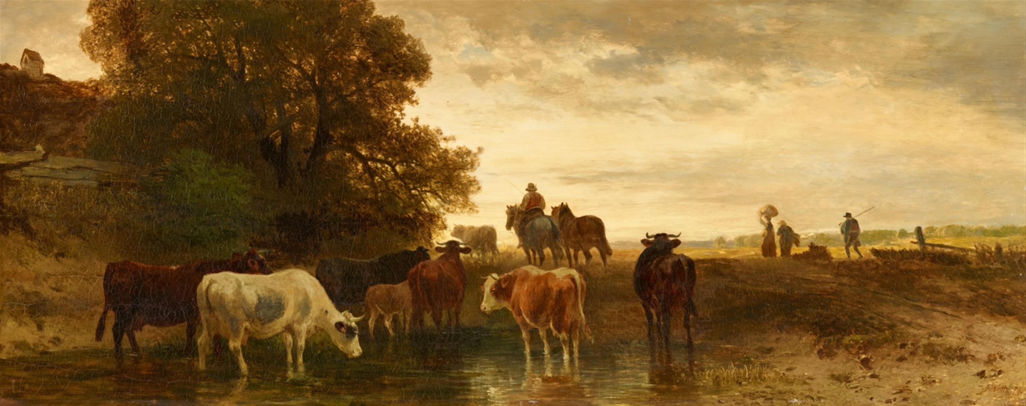 Johann Friedrich Voltz - Landschaft mit Bauern und Vieh