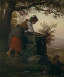 Johann Georg Meyer von Bremen - Ein junges Mädchen beobachtet ein Liebespaar.