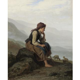 Johann Georg Meyer Von Bremen - German die Ziegenhirtin (The Little Goat Herder)