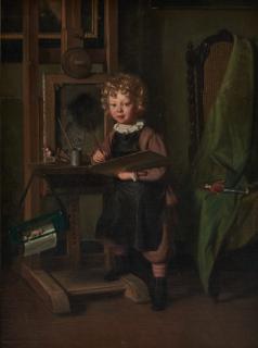 Johann Georg Meyer von Bremen - The Young Artist 27 x 20 in. (68.6 x 50.8 cm) framed 36 x 29 1/2 x 5 in.