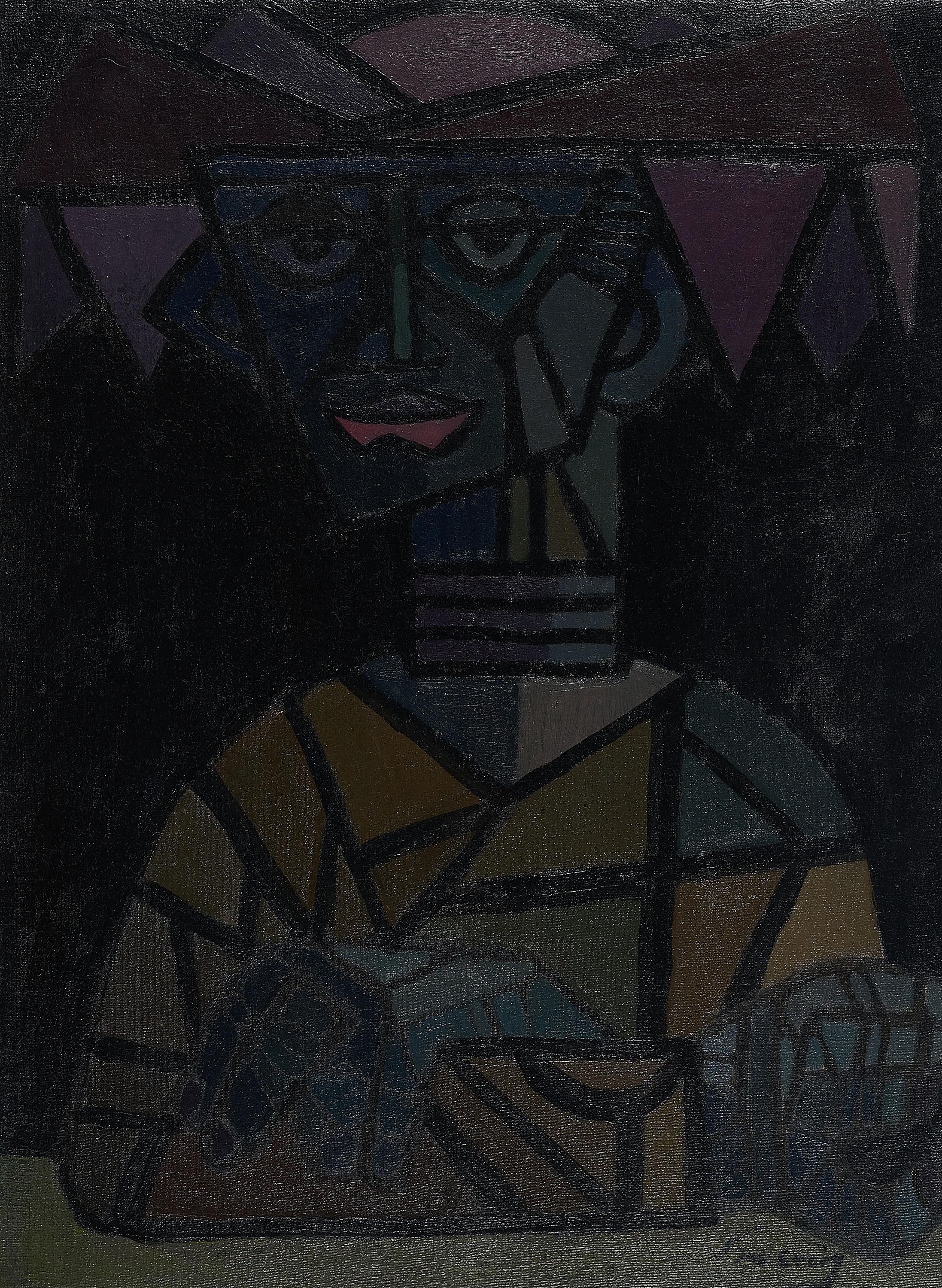 Johann Georg Müller - Figur, auf Brüstung gestütz.