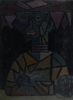 Johann Georg Müller - Figur, auf Brüstung gestütz.