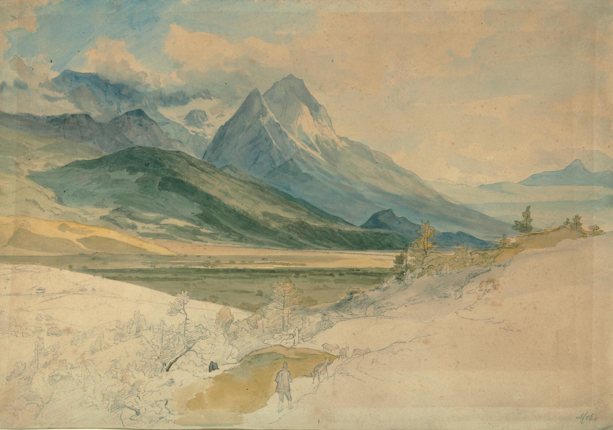 Johann Georg Paul Mohr - Alpenlandschaft mit Ziegenhirt.