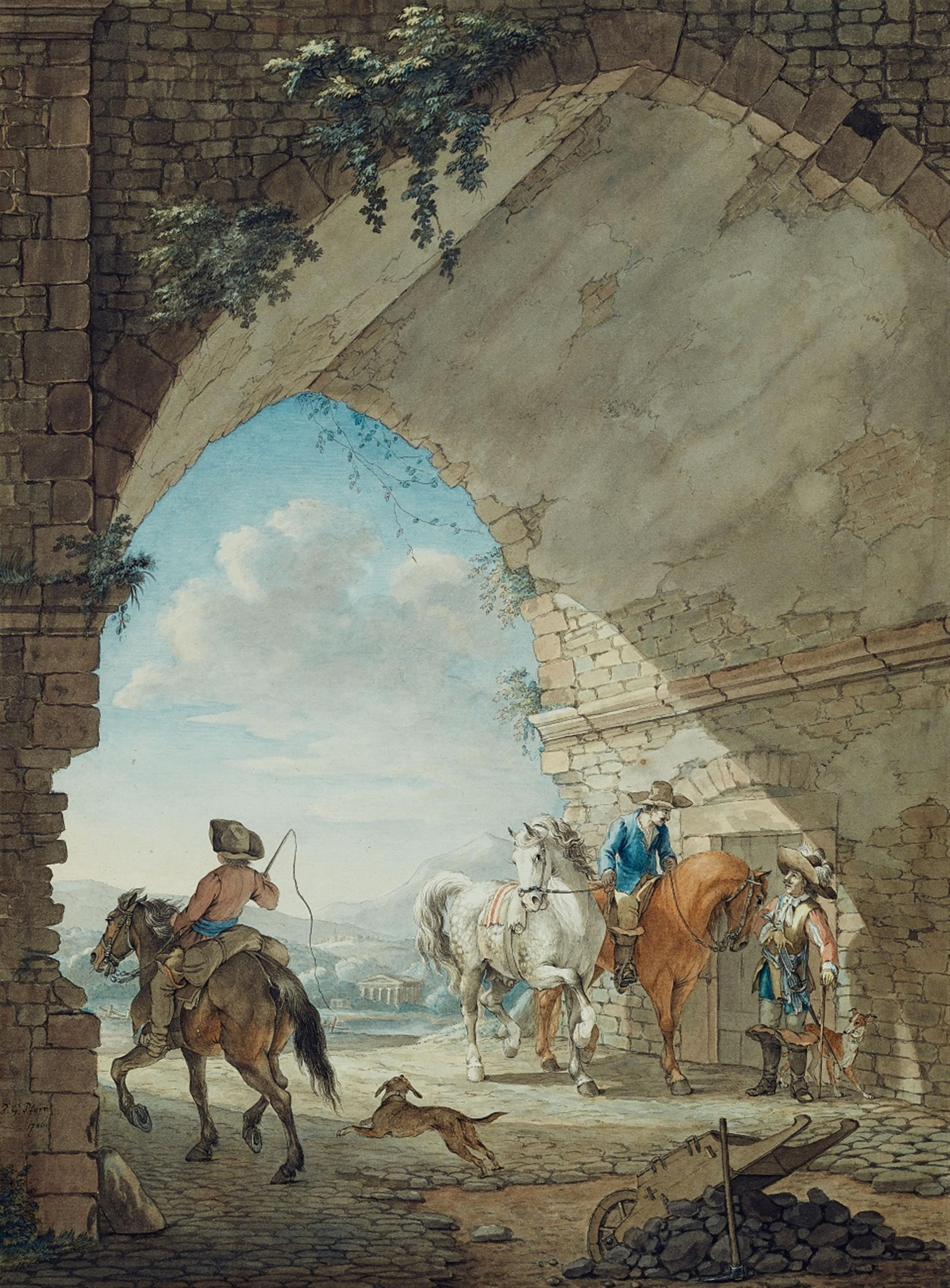 Johann Georg Pforr - Reiter unter einem Torbogen