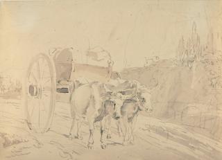 Johann Georg von Dillis - Büffelgespann in italienischer Landschaft.