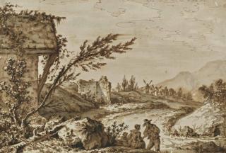 Johann Georg Wille - Personnages assis dans la campagne