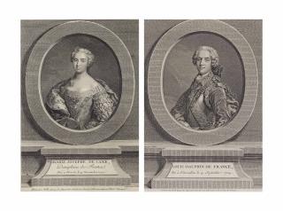 Johann Georg Wille - Portrait De Marie-Josèphe De Saxe, Dauphine De France; Portrait De Louis, Dauphin De France, D\'Après Daniel Klein Le Jeune (1672-1744)