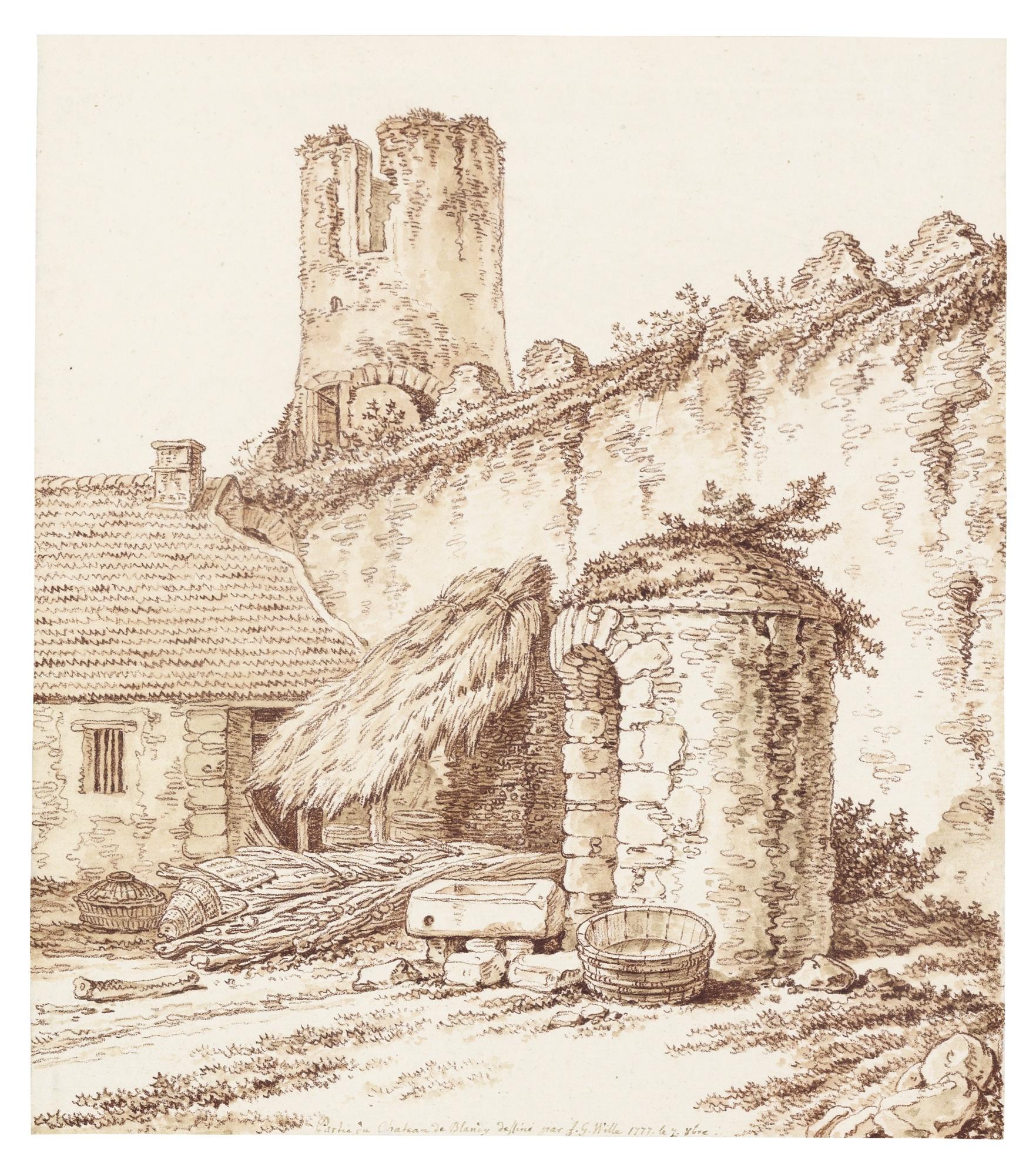 Johann Georg Wille - View Of Part Of The Château De Blandy